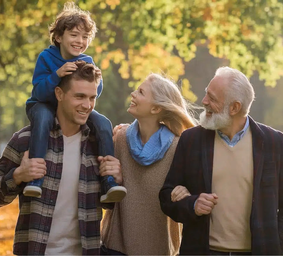 Family in a park